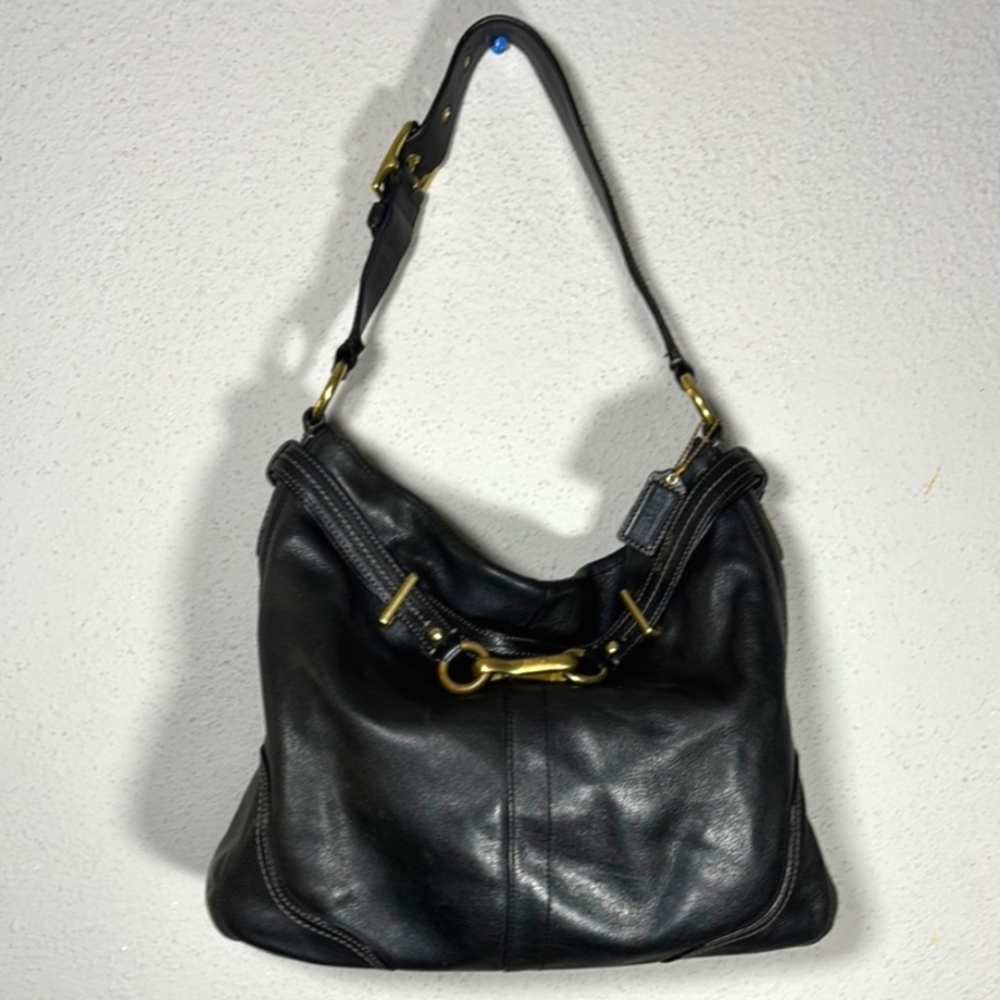 Black Leather Coach Shoulder Bag